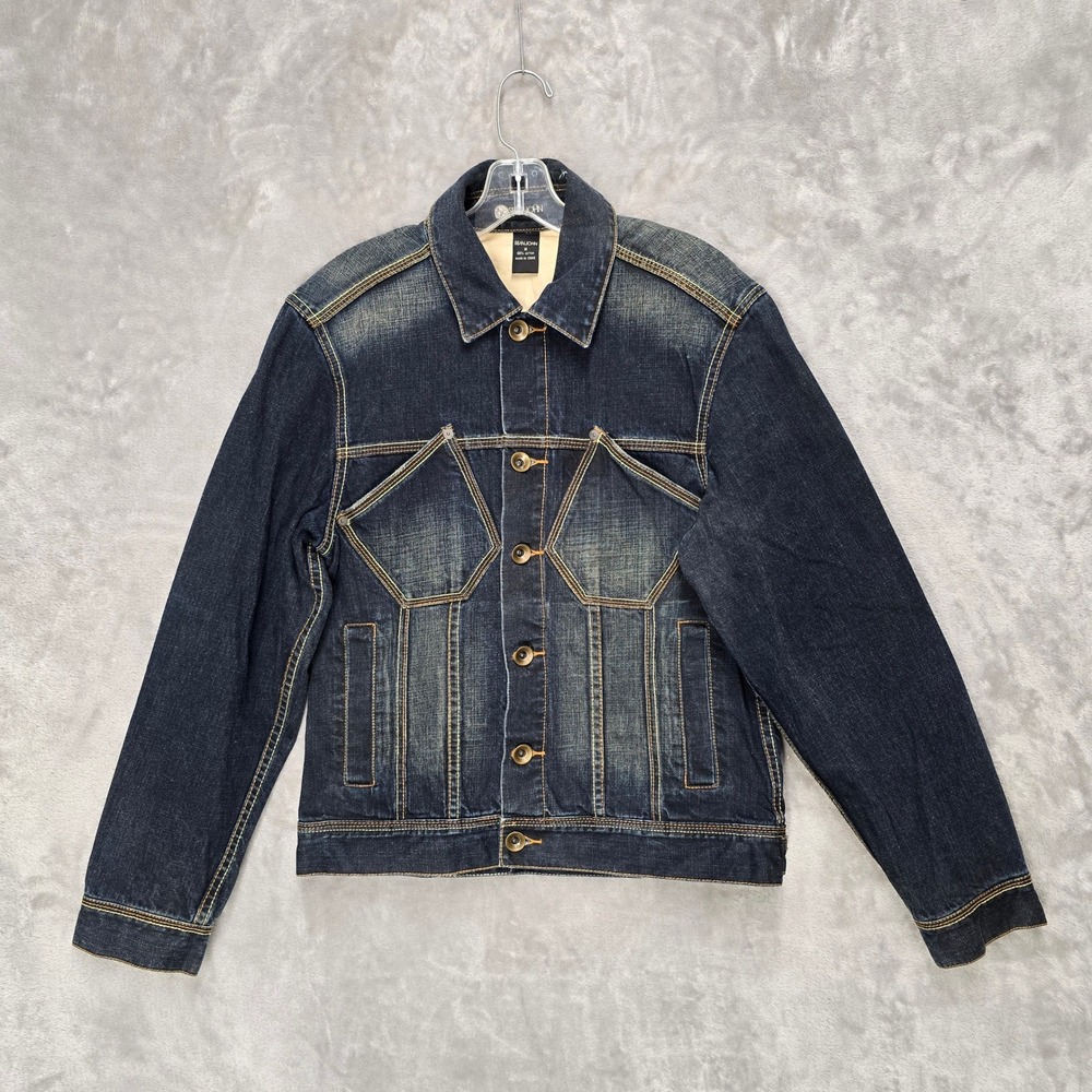 Sean John Mens Dark Wash Blue Denim Trucker Jacket M Distressed Y2K Streetwear